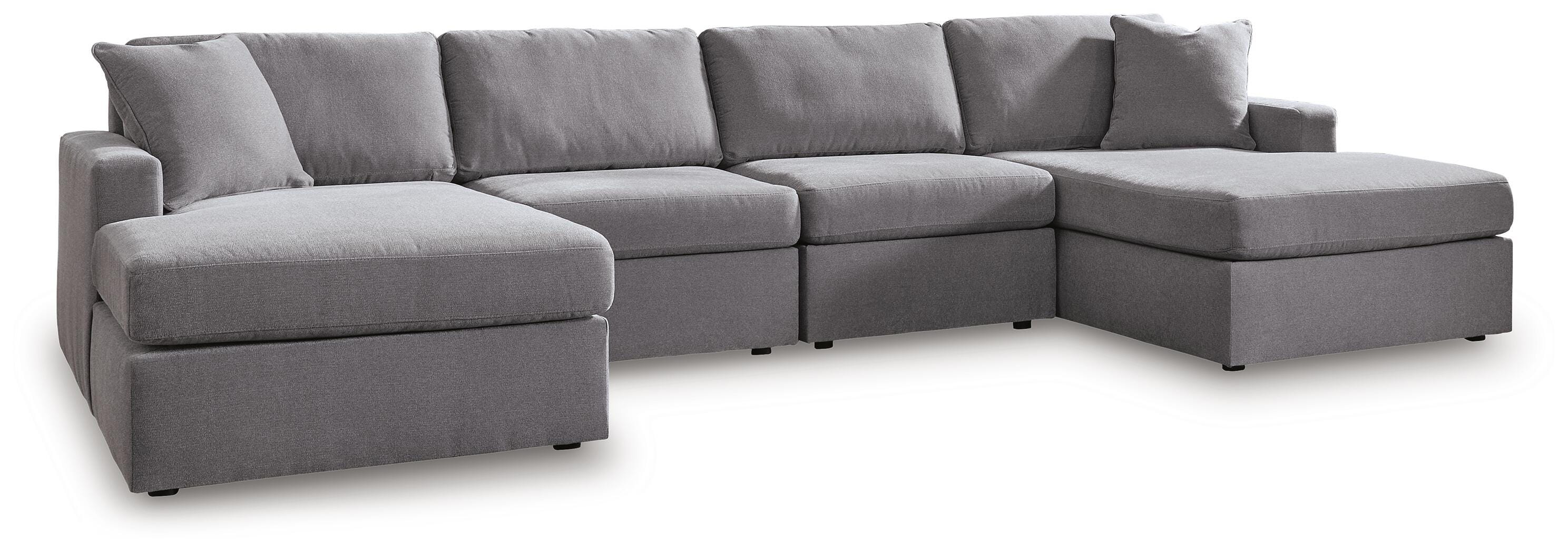 Modmax 4-Piece Double Chaise Sectional in Granite Performance Fabric and Next-Gen Nuvella