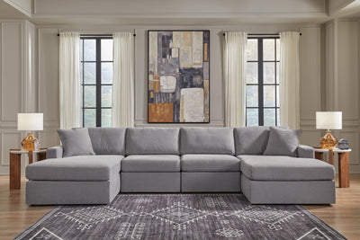 Modmax 4-Piece Double Chaise Sectional in Granite Performance Fabric and Next-Gen Nuvella