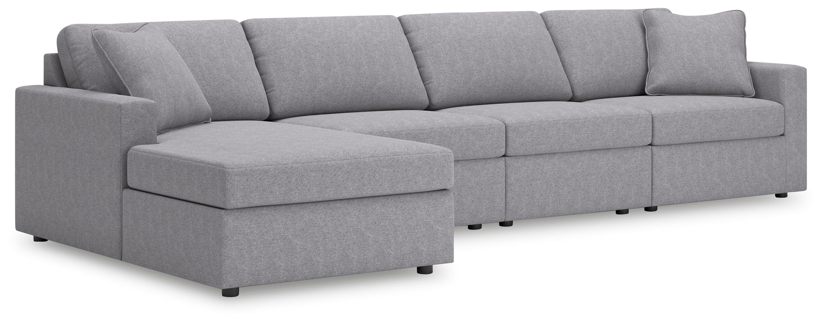 Modmax 4-Piece Sectional with LAF Chaise in Granite Performance Fabric and Next-Gen Nuvella