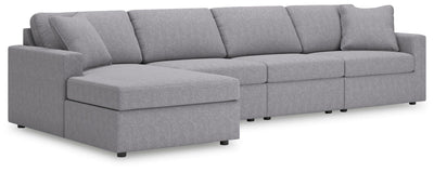 Modmax 4-Piece Sectional with LAF Chaise in Granite Performance Fabric and Next-Gen Nuvella