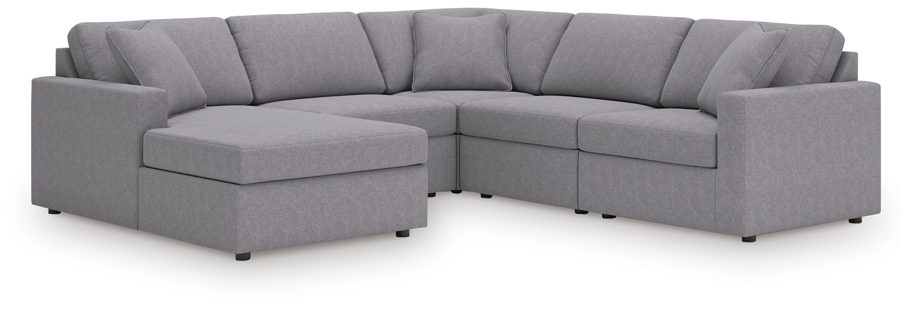 Modmax 5-Piece LAF Chaise Sectional in Granite Performance Fabric and Next-Gen Nuvella