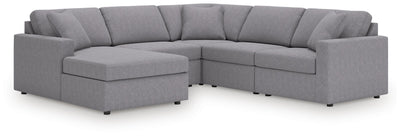 Modmax 5-Piece LAF Chaise Sectional in Granite Performance Fabric and Next-Gen Nuvella