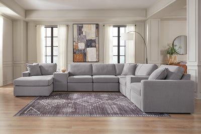 Modmax 8-Piece LAF Chaise Sectional and Storage Consoles in Granite Performance Fabric and Next-Gen Nuvella