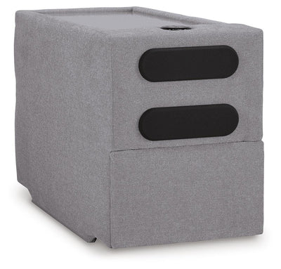 Modmax 4-Piece RAF Chaise Sectional and Audio Console in Granite Performance Fabric and Next-Gen Nuvella