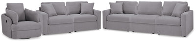 Modmax 3-Piece Sectional, 2-Piece Sectional Loveseat and Swivel Glider Recliner in Granite