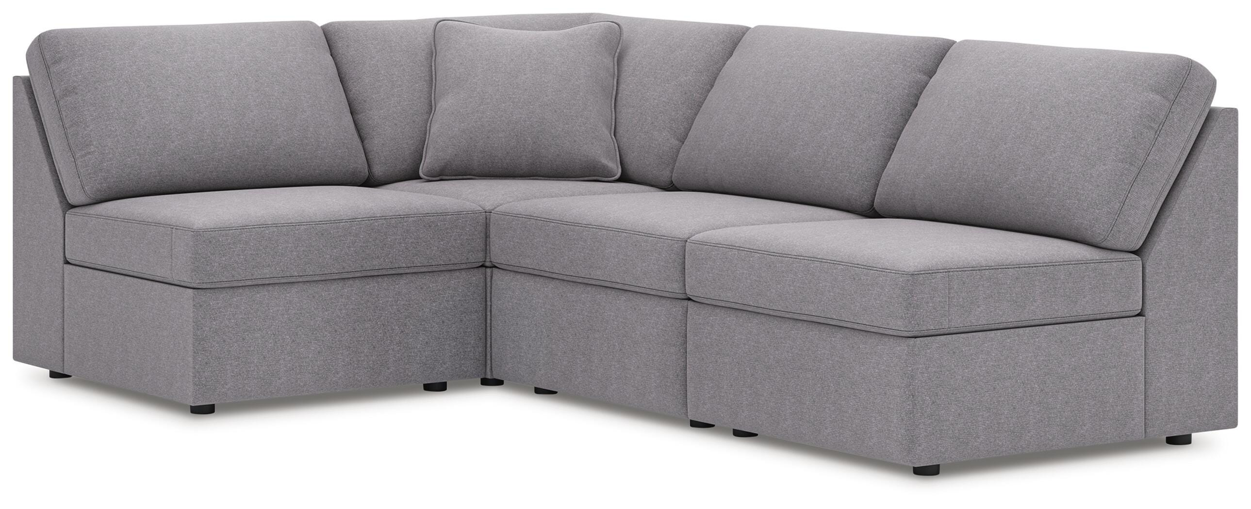 Modmax 4-Piece Sectional in Granite Performance Fabric and Next-Gen Nuvella