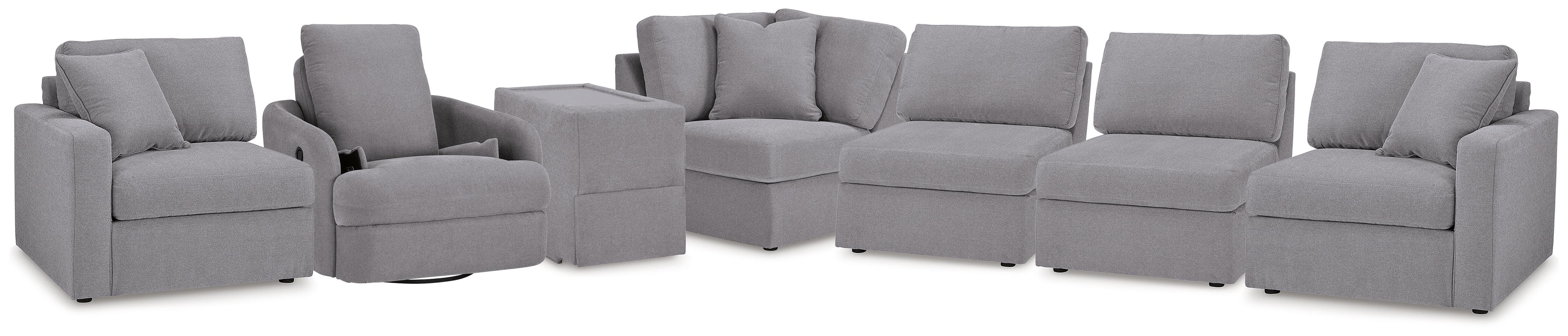 Modmax 6-Piece Sectional and Swivel Glider Recliner in Granite