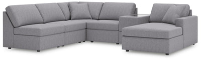 Modmax 6-Piece RAF Chaise Sectional and Storage Console in Granite Performance Fabric and Next-Gen Nuvella