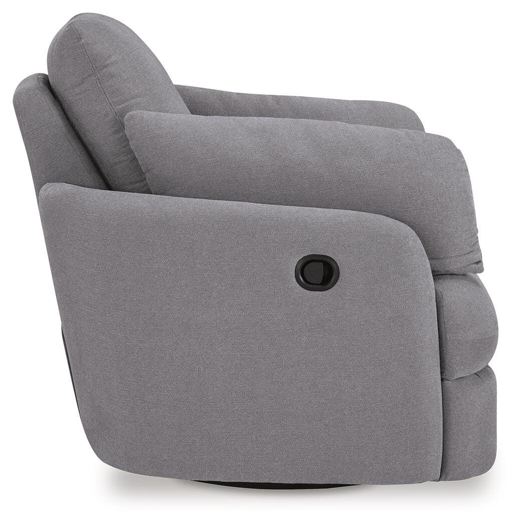 Modmax Swivel Glider Recliner in Granite Performance Fabric and Next-Gen Nuvella