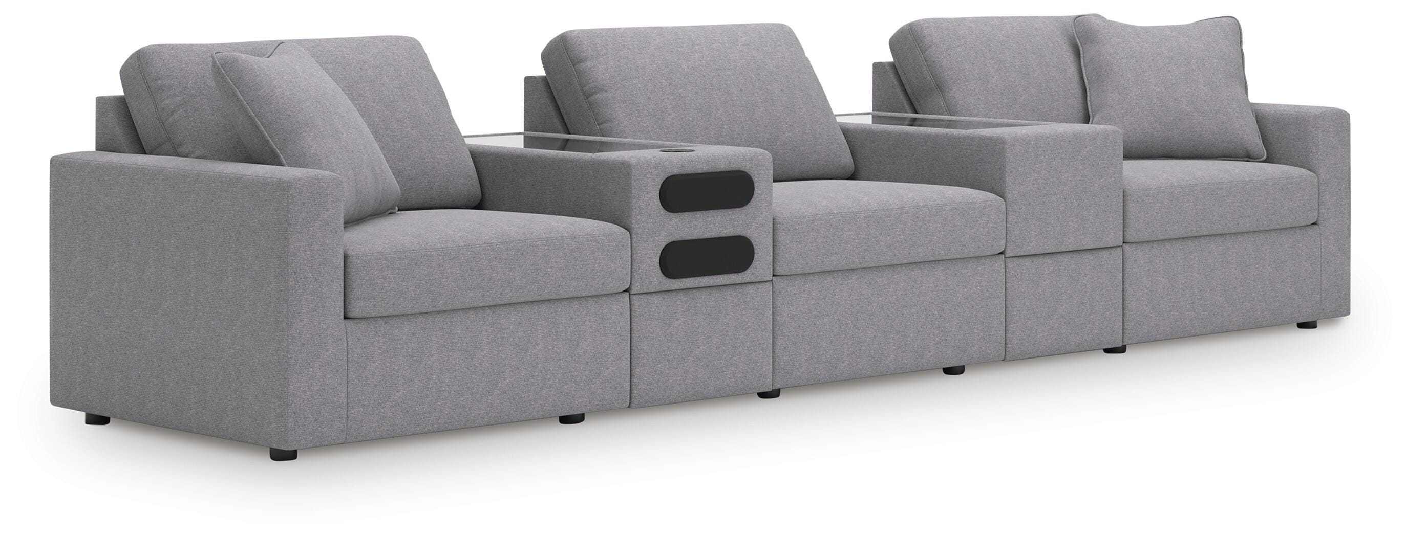 Modmax 5-Piece Sectional with Audio System in Granite Performance Fabric and Next-Gen Nuvella