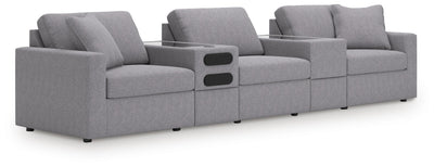 Modmax 5-Piece Sectional with Audio System in Granite Performance Fabric and Next-Gen Nuvella