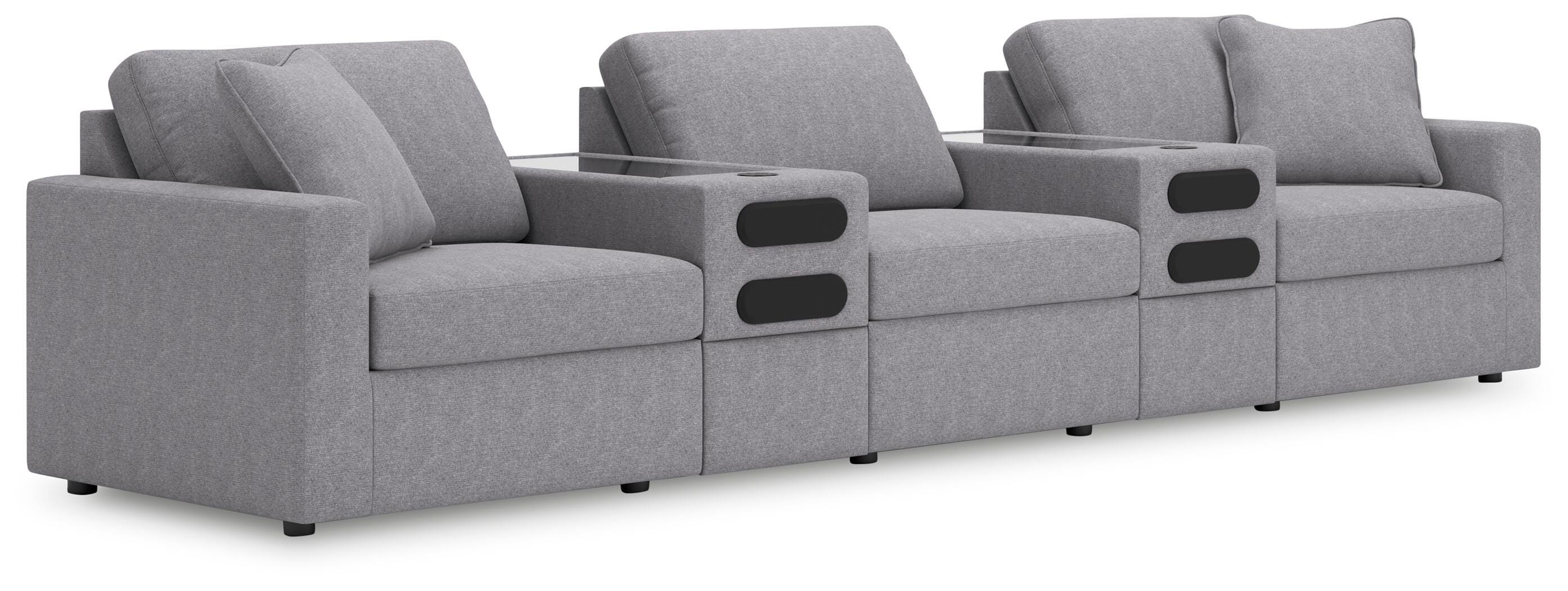 Modmax 5-Piece Sectional with Audio Consoles in Granite Performance Fabric and Next-Gen Nuvella