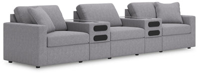 Modmax 5-Piece Sectional with Audio Consoles in Granite Performance Fabric and Next-Gen Nuvella