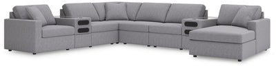 Modmax 8-Piece Sectional w/ Audio System and Chaise in Granite Performance Fabric and Next-Gen Nuvella