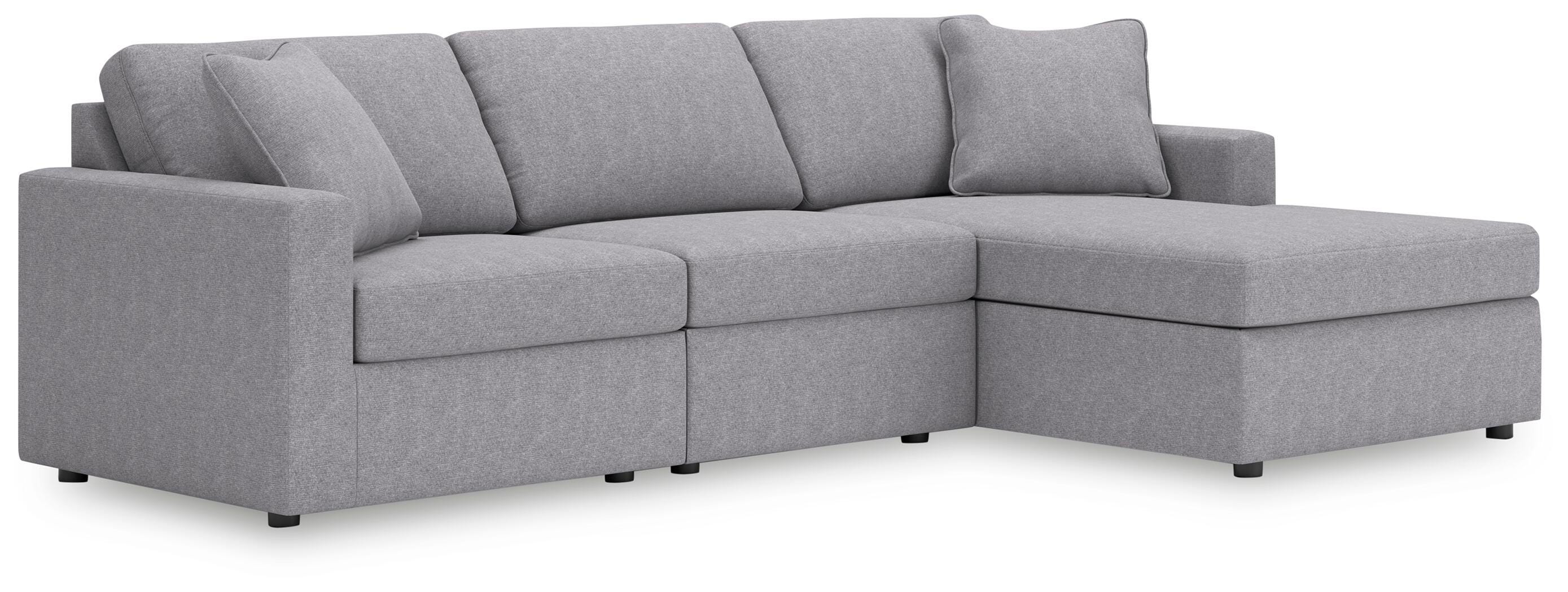 Modmax 3-Piece RAF Chaise Sectional in Granite Performance Fabric and Next-Gen Nuvella