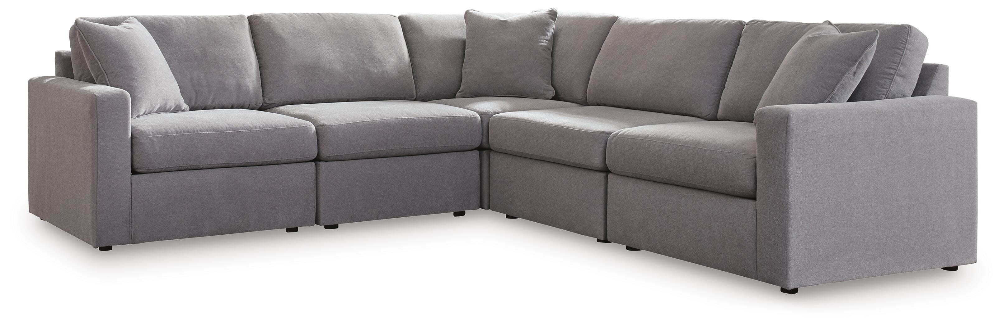 Modmax 5-Pc Sectional in Granite Performance Fabric and Next-Gen Nuvella