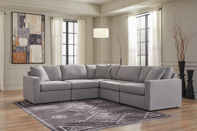 Modmax 5-Pc Sectional in Granite Performance Fabric and Next-Gen Nuvella