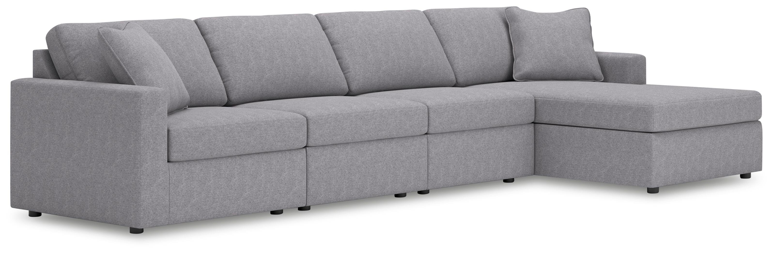 Modmax 4-Piece Sectional RAF Chaise in Granite Performance Fabric and Next-Gen Nuvella