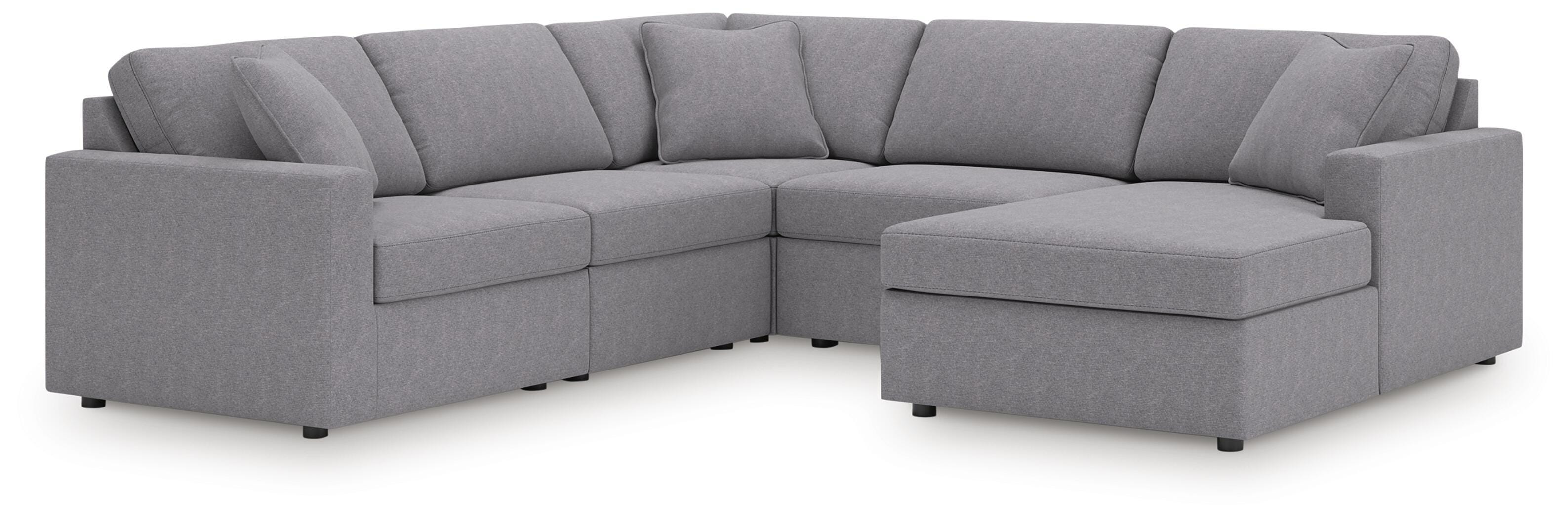 Modmax 5-Piece RAF Chaise Sectional in Granite Performance Fabric and Next-Gen Nuvella