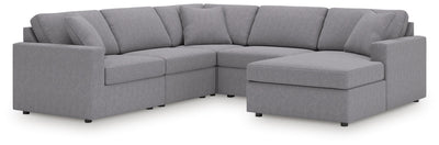 Modmax 5-Piece RAF Chaise Sectional in Granite Performance Fabric and Next-Gen Nuvella