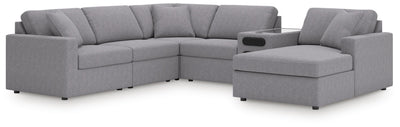 Modmax 6-Piece Sectional with Audio System and RAF Chaise in Granite Performance Fabric and Next-Gen Nuvella