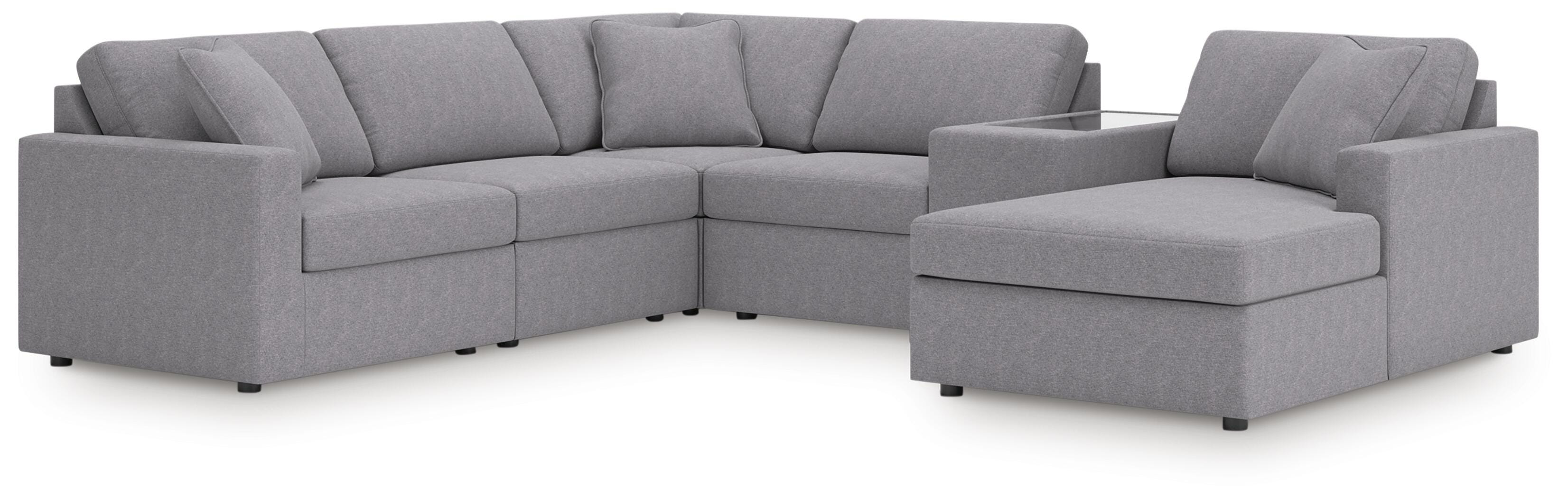 Modmax 6-Piece RAF Chaise Sectional in Granite Performance Fabric and Next-Gen Nuvella
