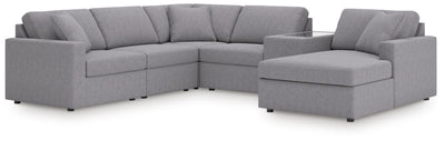 Modmax 6-Piece RAF Chaise Sectional in Granite Performance Fabric and Next-Gen Nuvella