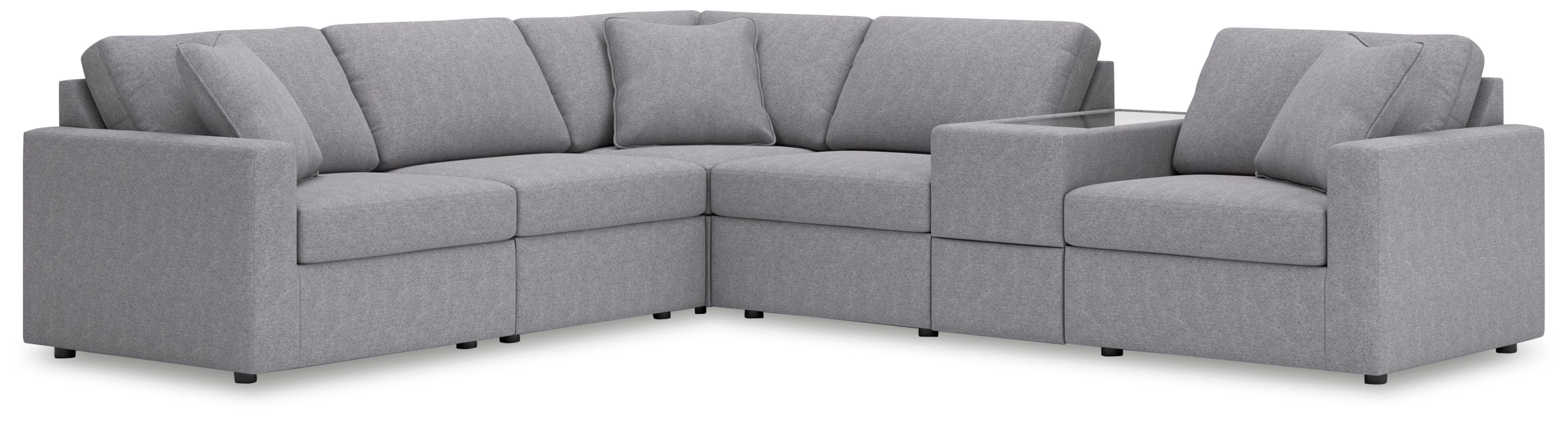 Modmax 6-Piece Sectional w/ Storage Console in Granite Performance Fabric and Next-Gen Nuvella
