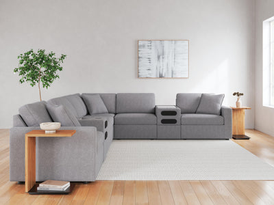 Modmax 8-Piece Sectional with Audio Consoles in Granite Performance Fabric and Next-Gen Nuvella