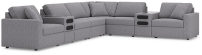 Modmax 8-Piece Sectional with Audio Consoles in Granite Performance Fabric and Next-Gen Nuvella