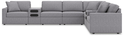 Modmax 8-Piece Sectional with Audio Consoles in Granite Performance Fabric and Next-Gen Nuvella