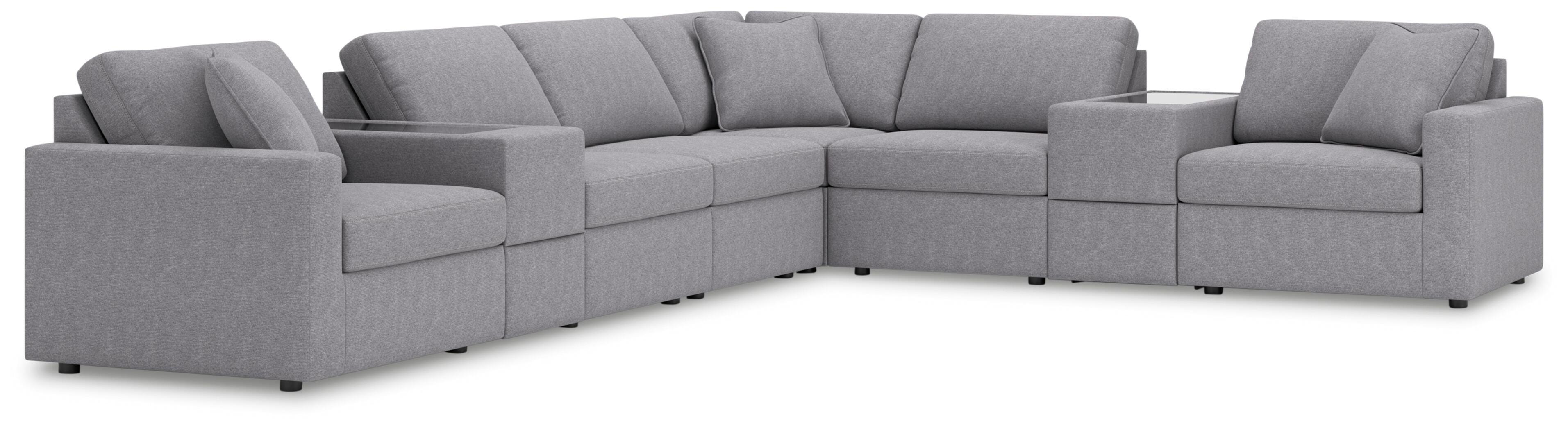 Modmax 8-Piece Sectional with Storage Consoles in Granite Performance Fabric and Next-Gen Nuvella