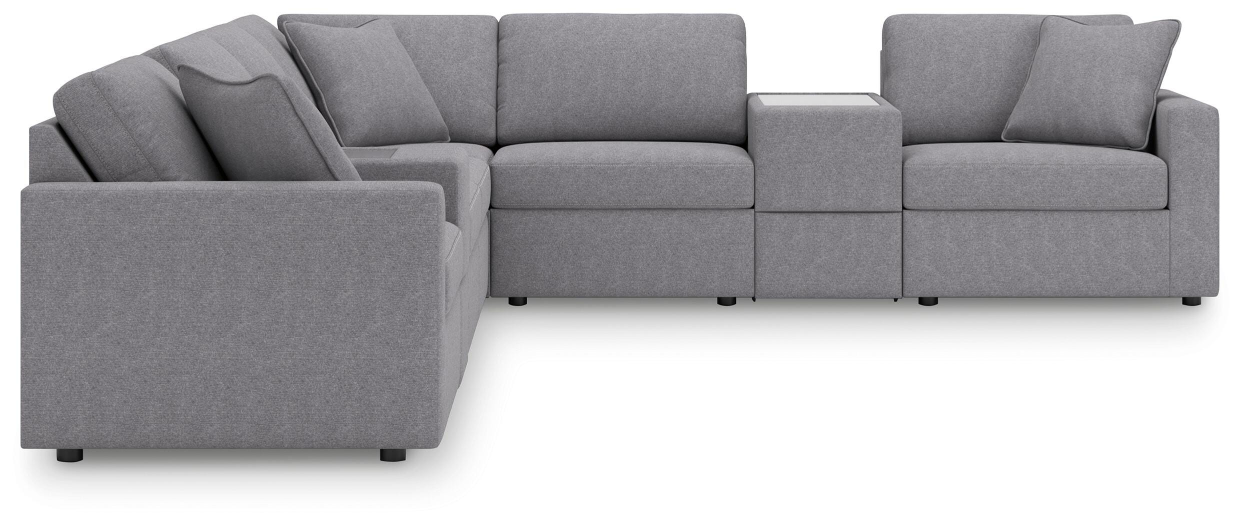 Modmax 8-Piece Sectional with Storage Consoles in Granite Performance Fabric and Next-Gen Nuvella