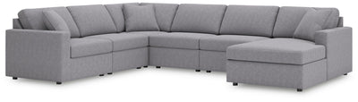 Modmax 6-Piece Sectional with RAF Chaise  in Granite Performance Fabric and Next-Gen Nuvella