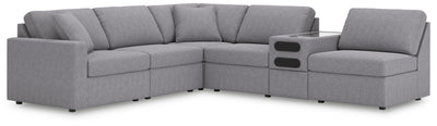 Modmax 6-Piece Sectional with Audio Console in Granite Performance Fabric and Next-Gen Nuvella