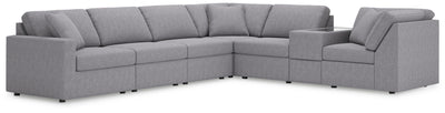 Modmax 7-Piece Sectional w/ Storage Console in Granite Performance Fabric and Next-Gen Nuvella