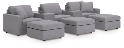 Modmax 5-Piece Sectional and 3 Ottomans in Granite
