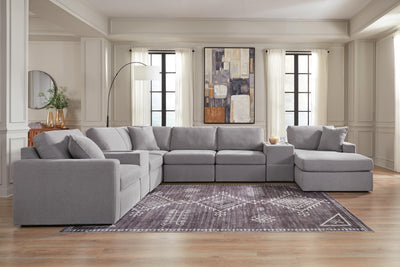 Modmax 8-Piece RAF Chaise Sectional and Storage Consoles in Granite Performance Fabric and Next-Gen Nuvella