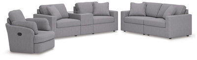 Modmax 3-Piece Sectional Sofa, 2-Piece Sectional Loveseat and Swivel Glider Recliner in Granite