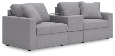 Modmax 3-Piece Sectional with Storage Console in Granite Performance Fabric and Next-Gen Nuvella