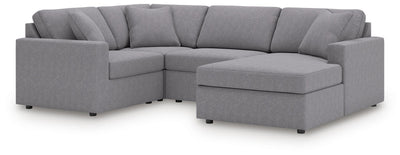 Modmax 4-Piece RAF Chaise Sectional in Granite Performance Fabric and Next-Gen Nuvella