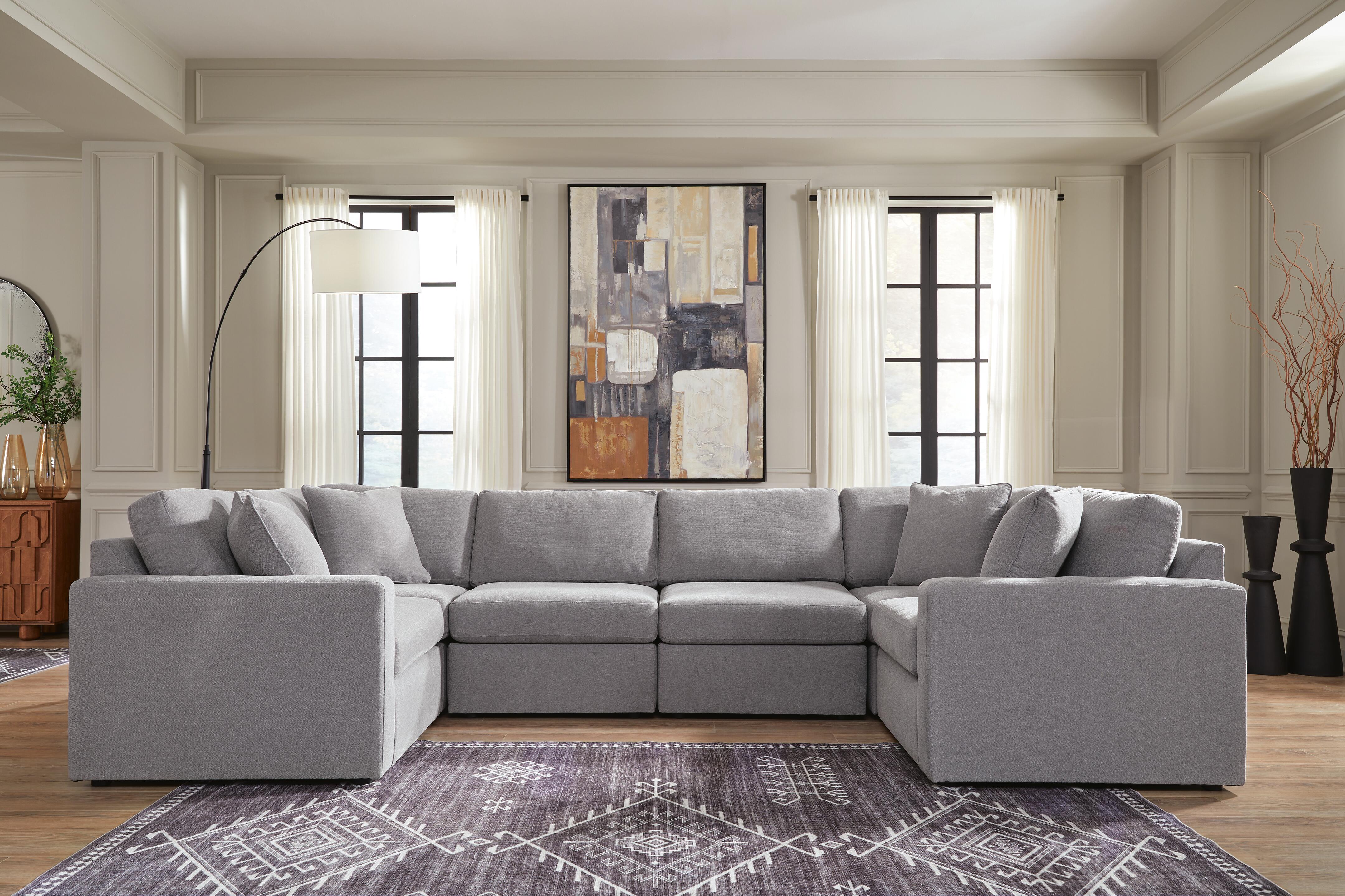 Modmax 6-Pc Sectional in Granite Performance Fabric and Next-Gen Nuvella