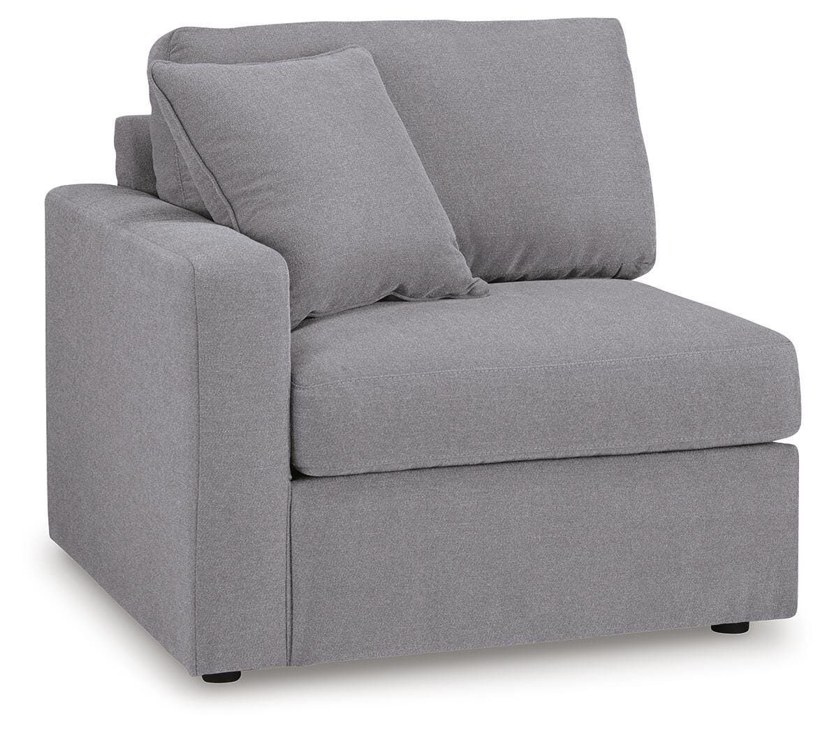Modmax 4-Piece RAF Chaise Sectional and Audio Console in Granite Performance Fabric and Next-Gen Nuvella