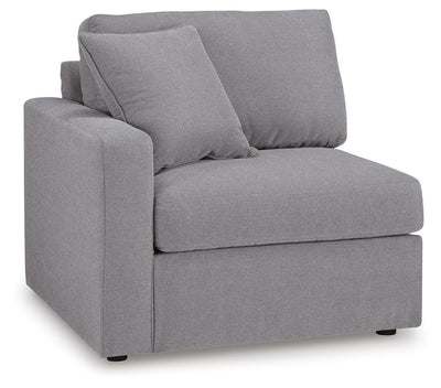 Modmax 4-Piece RAF Chaise Sectional and Audio Console in Granite Performance Fabric and Next-Gen Nuvella