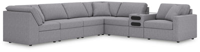 Modmax 7-Piece Sectional with Audio Console in Granite Performance Fabric and Next-Gen Nuvella