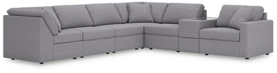 Modmax 7-Piece Sectional with Storage Console in Granite Performance Fabric and Next-Gen Nuvella