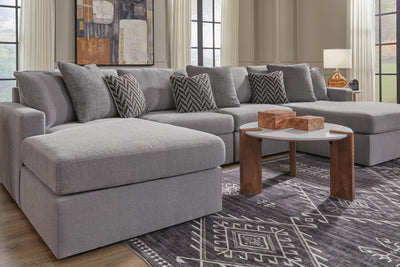 Modmax 4-Piece Double Chaise Sectional in Granite Performance Fabric and Next-Gen Nuvella
