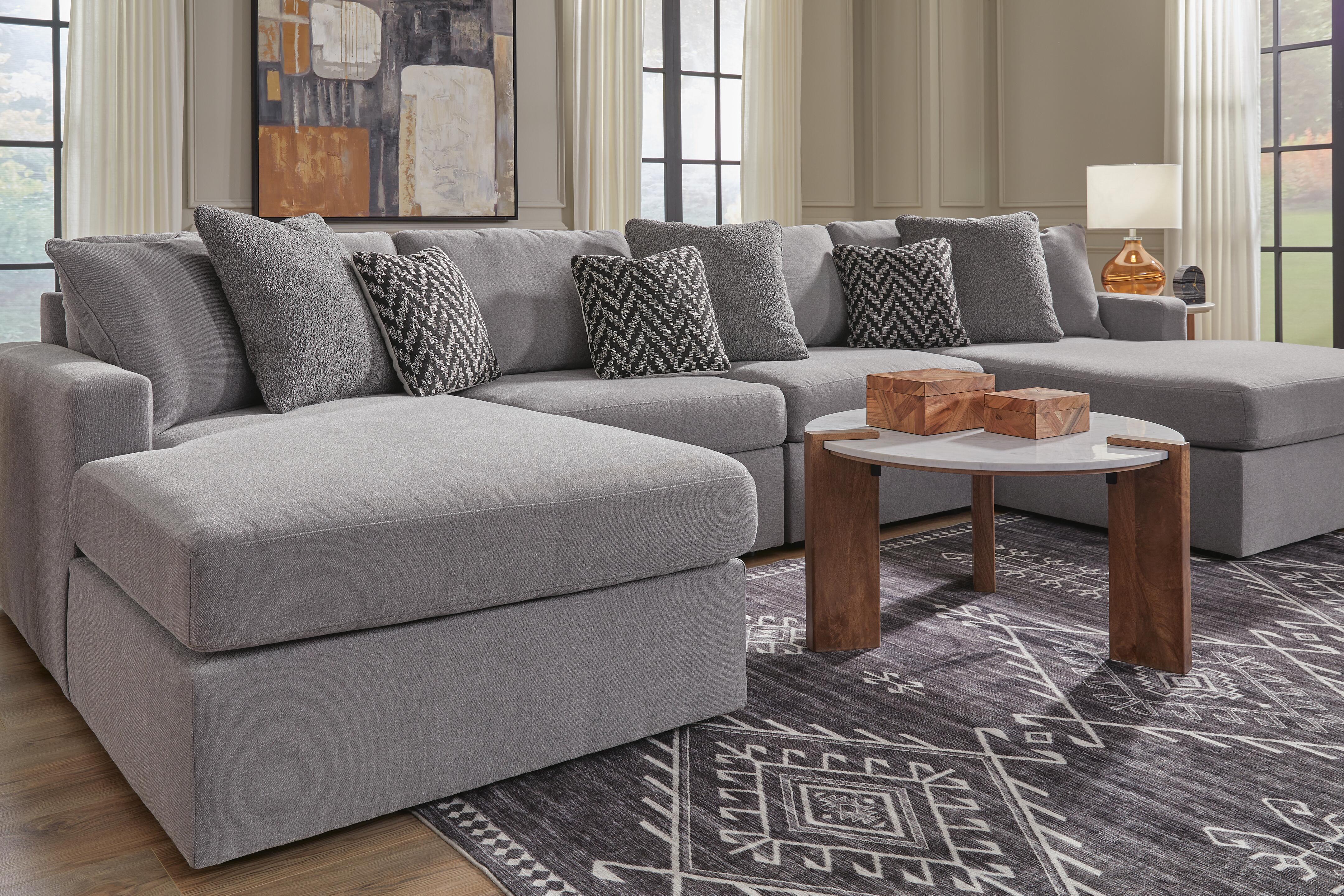Modmax 4-Piece Double Chaise Sectional in Granite Performance Fabric and Next-Gen Nuvella