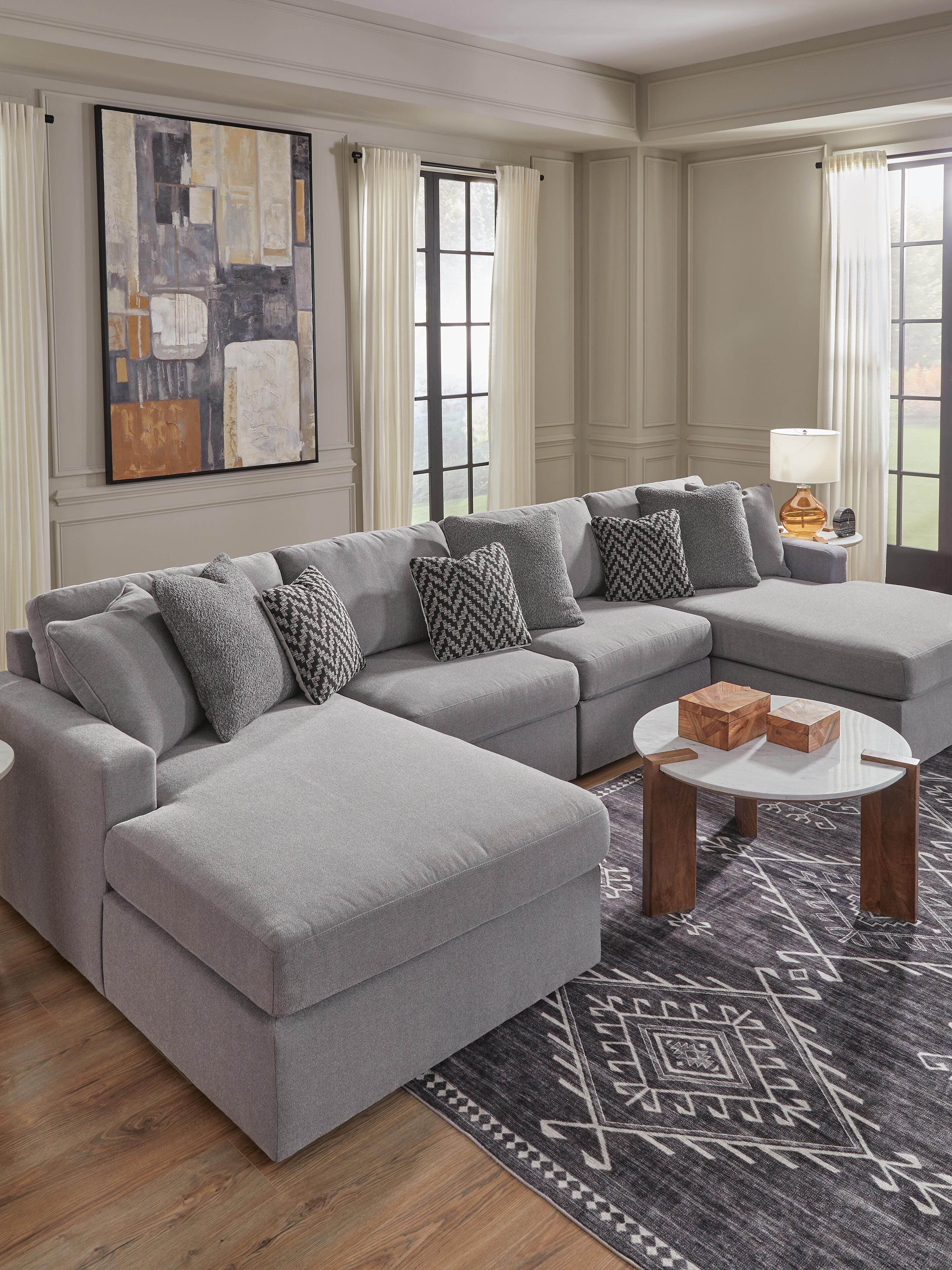 Modmax 4-Piece Double Chaise Sectional in Granite Performance Fabric and Next-Gen Nuvella