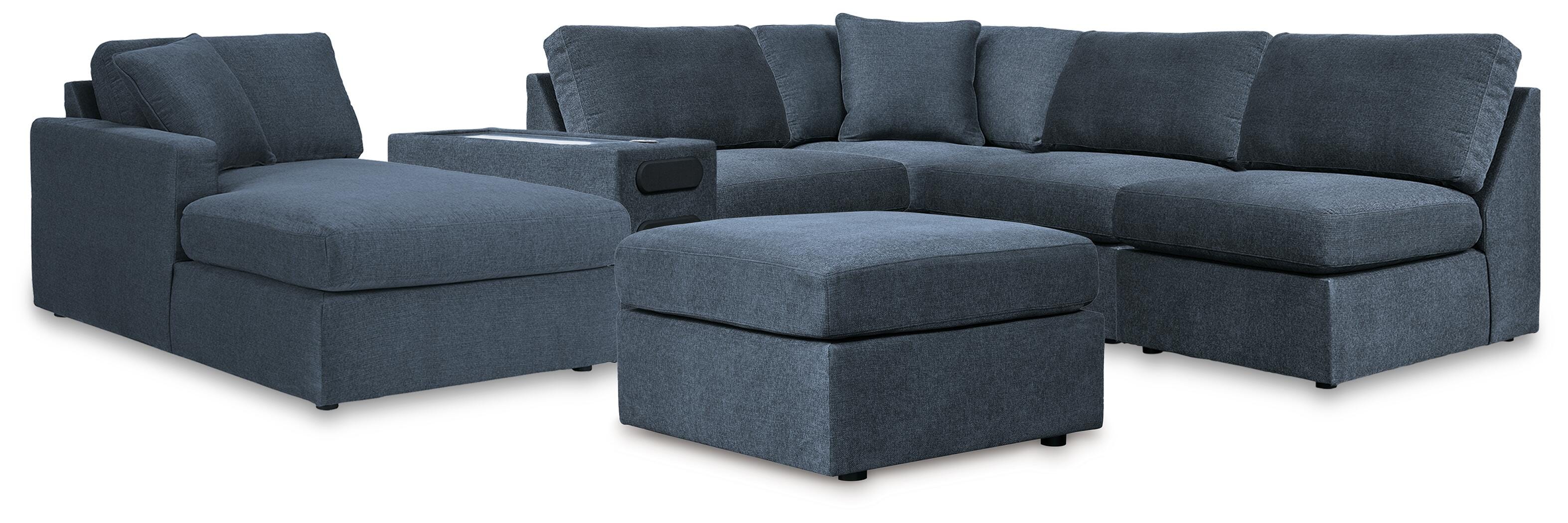 Modmax 6-Piece RAF Chaise Sectional and Ottoman in Ink